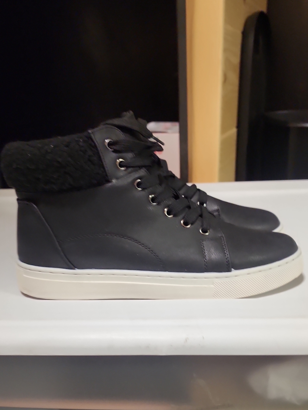 Black High-Top Lace-Up Sneakers Size 8